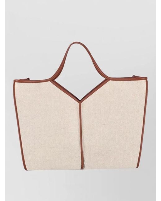 Hereu Natural Tote Bag Contrast Trim Dual Handles