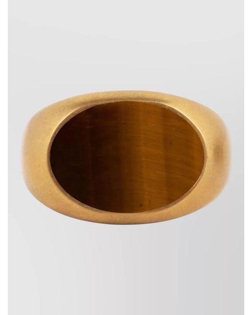 Dries Van Noten Brown Brass Stone Signet Ring for men