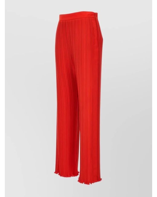 Lanvin Red Pleated Wide-Leg Trousers