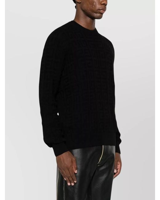 Givenchy Black Cotton Jacquard Logo-Pattern Crew-Neck Sweater for men