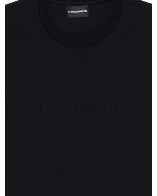 Emporio Armani Black Cotton Logo T-Shirt for men