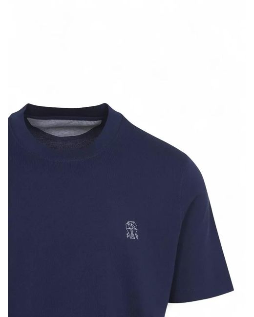Brunello Cucinelli Blue Cadetto Cotton T Shirt Regular Fit for men