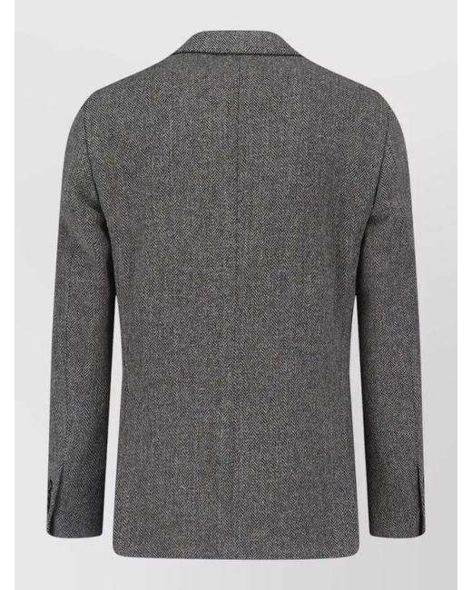 Lardini Gray Tailored Blazer Flower Pin Flap Pockets for men
