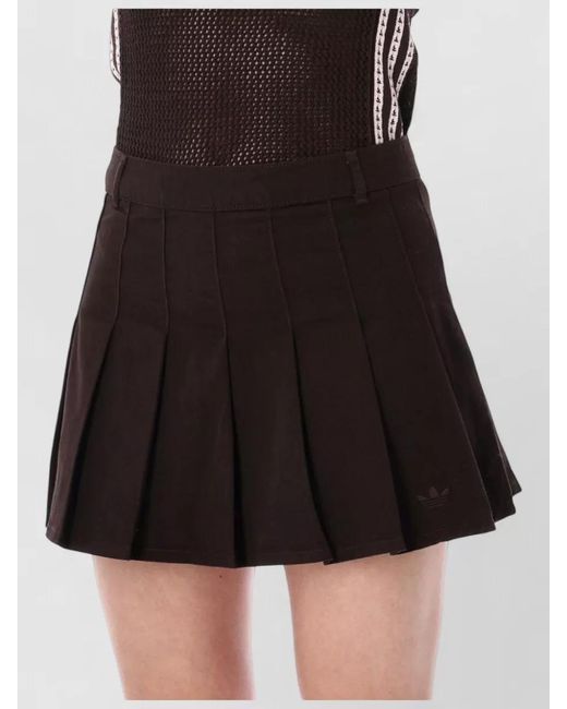 Adidas Originals Black Cotton Twill Pleated Mini Skirt