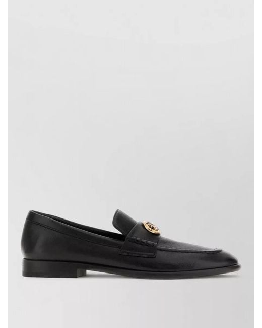 Burberry Black Leather Loafers Tone Emblem Slip On