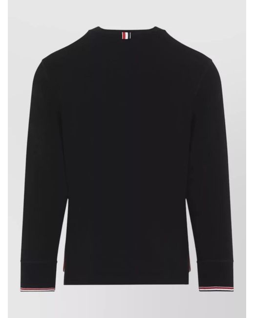 Thom Browne Blue Long Sleeve Henley Shirt Crew Neck Buttons for men