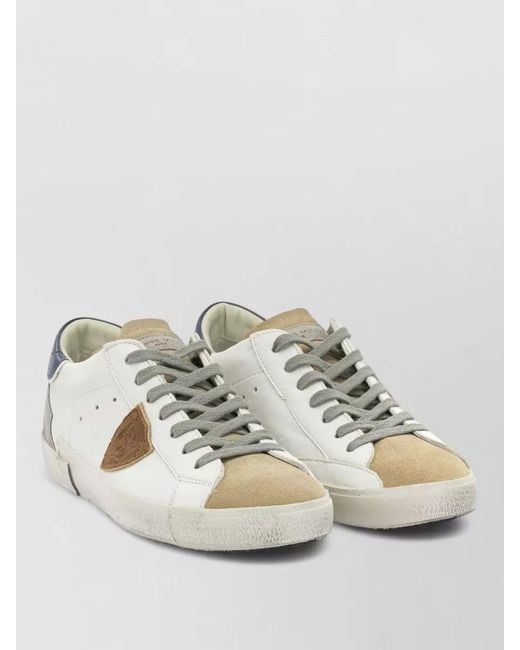 Philippe Model Metallic Lace Up Casual Sneakers Rubber Sole for men