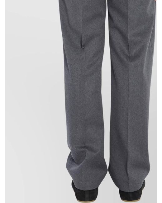 PT Torino Gray Virgin Wool Mid-Rise Slim-Fit Straight-Leg Trousers for men