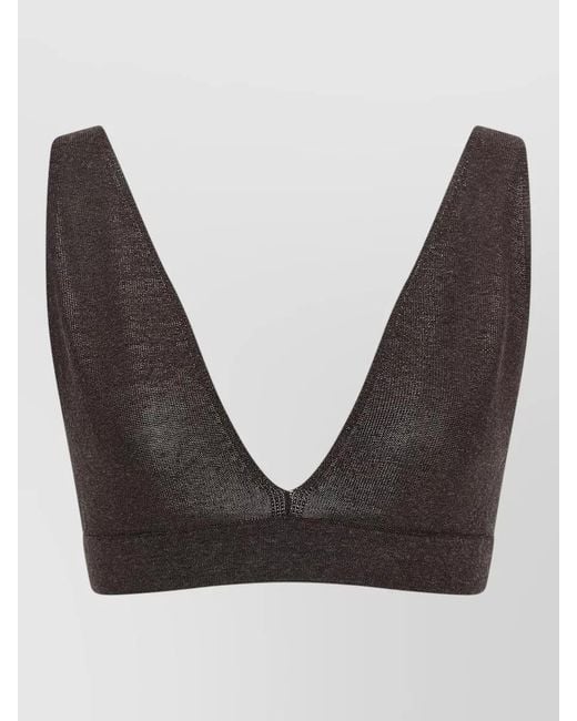 P.A.R.O.S.H. Black Baby Girl V Neck Ribbed Bra Top