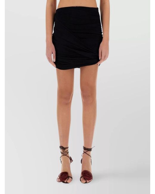 Magda Butrym Black Draped Mini Skirt Asymmetric Hem