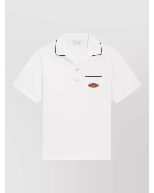 Drole de Monsieur White Cotton Polo Shirt for men
