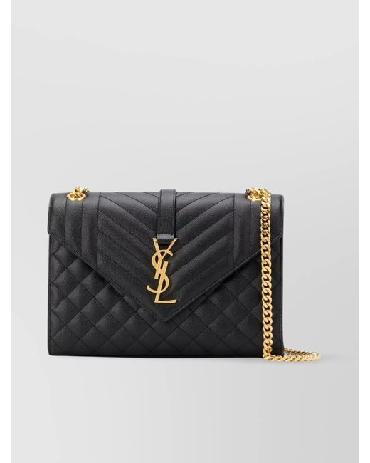 Saint Laurent Black Envelope Medium Leather Shoulder Bag