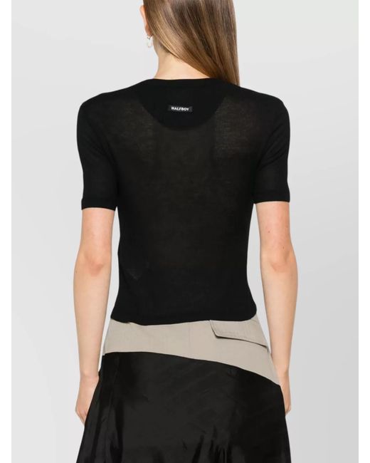 Halfboy Black Ribbed Short-Sleeve Jersey T-Shirt