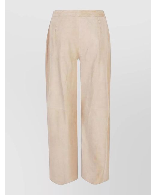 Via Masini 80 Natural Linen Wide Leg Trousers High Waist