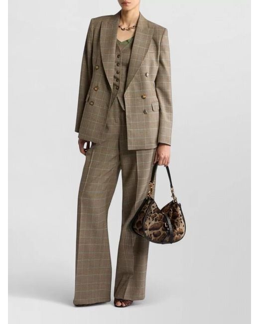 Etro Natural Wool Stretch Prince Of Wales Tailored Suit