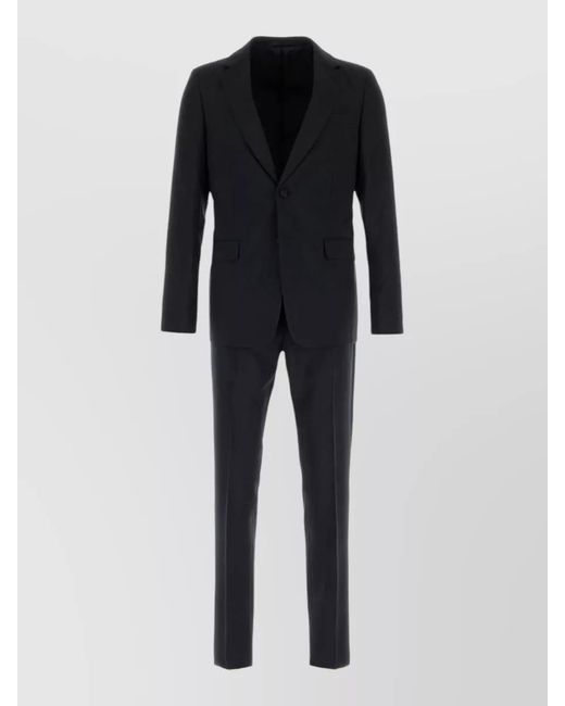 Prada Black Wool Blend Tailored Suit Notch Lapel for men