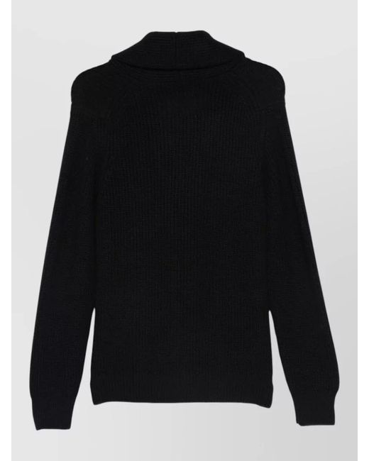 Drumohr Black Merino Wool Crewneck Jacket for men