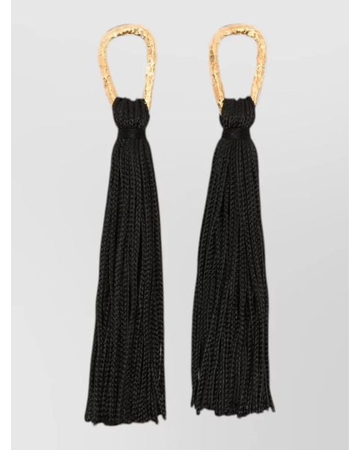 Forte_forte Black Tassel Earrings Tone Hardware