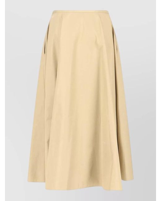 Aspesi Natural High Waist Midi Skirt Pleated Design