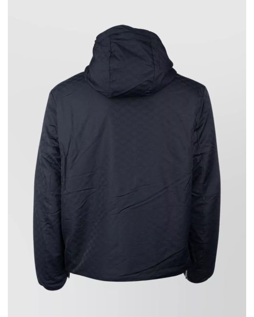 Emporio Armani Blue Monogram Jacquard Hooded Jacket for men