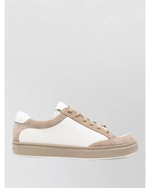 Emporio Armani Natural Leather Low-Top Sneakers for men