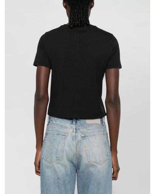 Alice + Olivia Black Cindy Butterfly Motif Cropped T Shirt