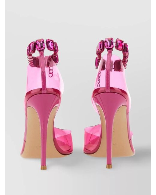 Gianvito Rossi Pink Crystal Embellished Sandals