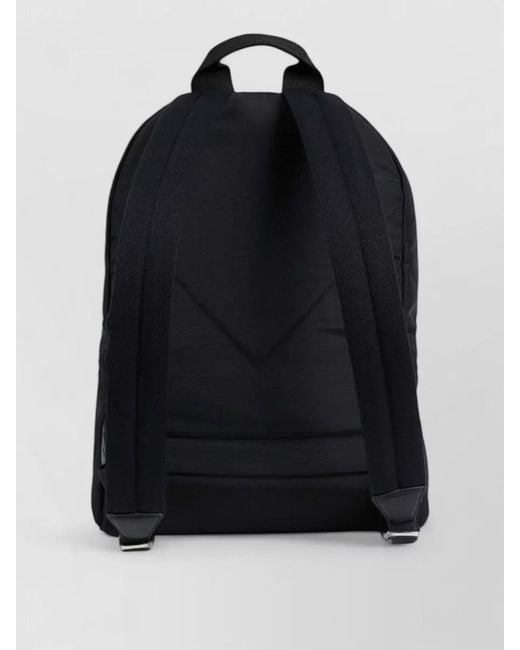 KENZO Black Silk Nylon Backpack Embroidered Design Zip Pocket