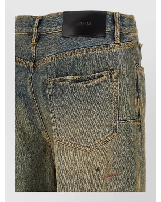 Purple Green P011 Repair Denim Jeans Distressed Design for men