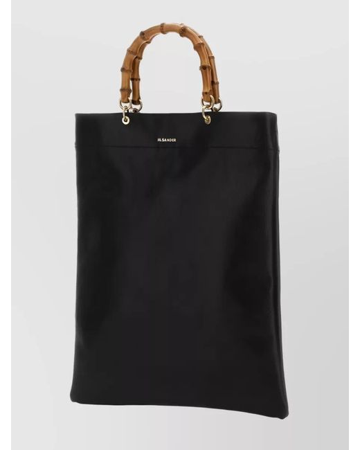 Jil Sander Black Market Tote Leather Tote Bag