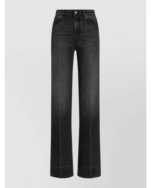 Dolce & Gabbana Black Cotton Wide-Leg Trousers
