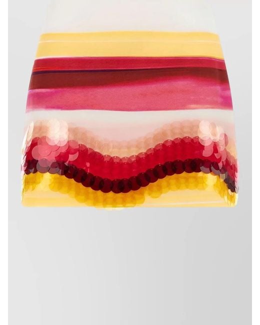Fendi Multicolor Striped Cotton Skirt High Waist Sequins