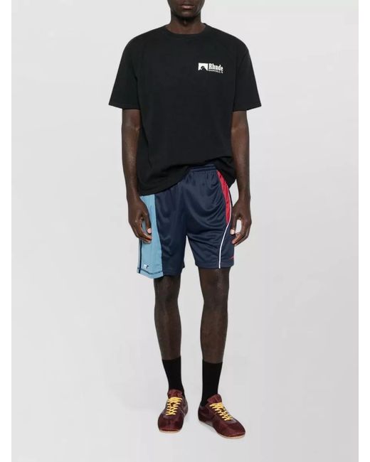 Rhude Black Cotton Logo Print T-Shirt for men