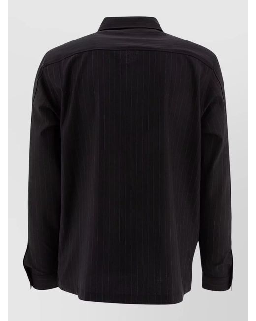 NN07 Black Zander Pinstripe Overshirt Long Sleeve Jacket for men