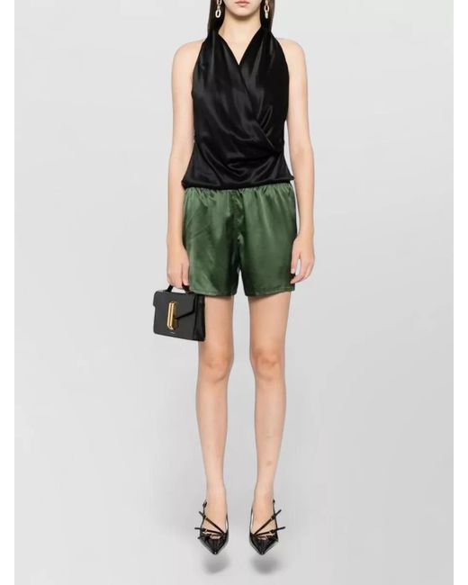 Tom Ford Green Silk Satin Relaxed-Fit Knee-Length Shorts