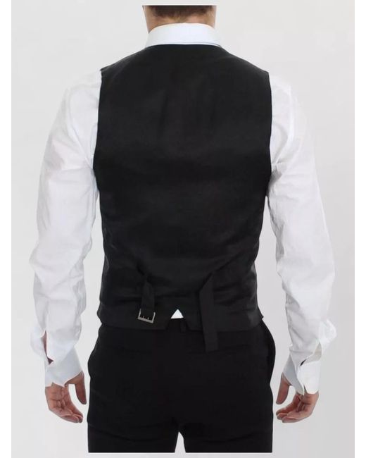Dolce & Gabbana Blue Wool V-Neck Tailored Waistcoat for men