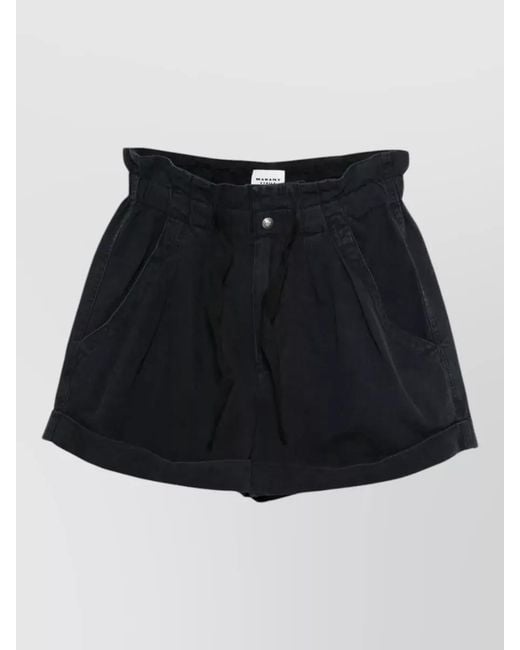 Isabel Marant Black Cotton Linen Knee-Length Shorts