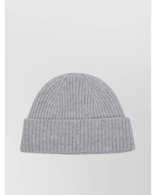 Eleventy Gray Cashmere Silk Ribbed Beanie for men