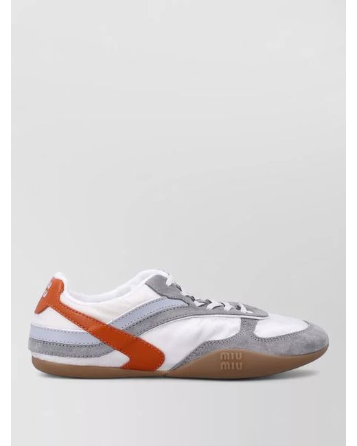 Miu Miu White Gymnasium Lace Up Technical Fabric Shoes