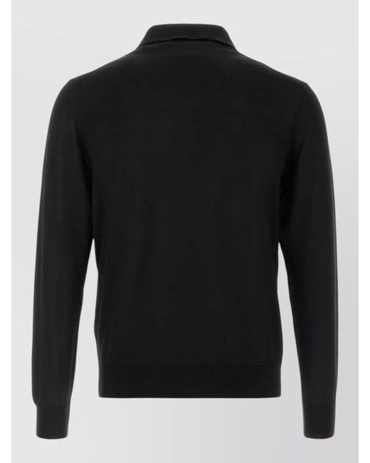 Prada Black Virgin Wool Polo Shirt for men