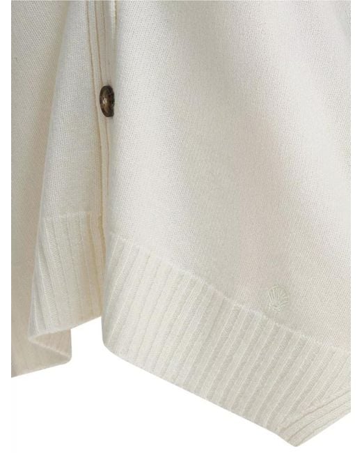 Loulou de Saison White Knit Top V Neckline Long Sleeves