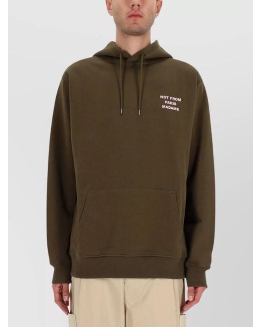 Drole de Monsieur Green Cotton Relaxed-Fit Hoodie for men
