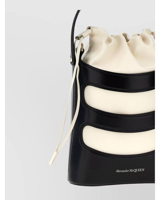 McQueen Black Mini Leather Bucket Bag