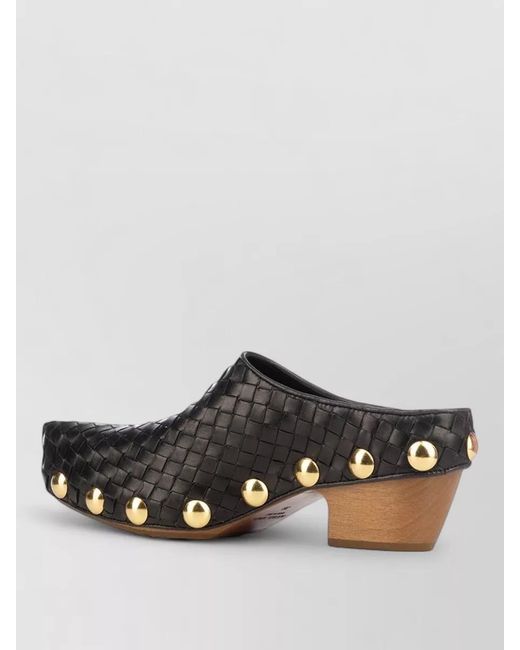 Bottega Veneta Multicolor Studded Slip On Mules Wooden Heel