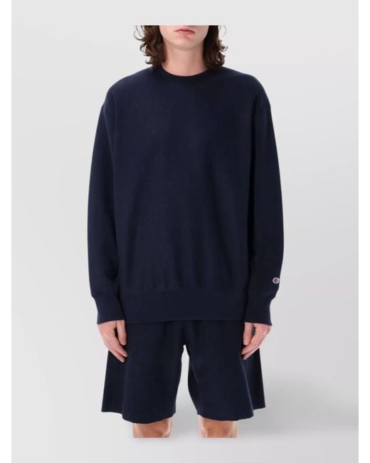 Champion Blue Ribbed Crewneck Sweatshirt for men