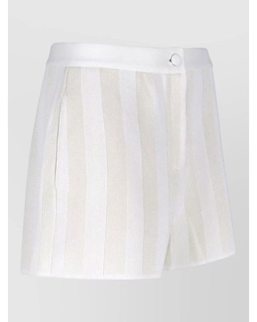 Fendi White Straight Shorts Side Pockets Striped Pattern