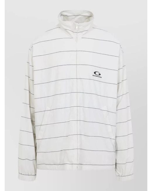 Balenciaga White Tracksuit Jacket Relaxed Striped Technical Design for men
