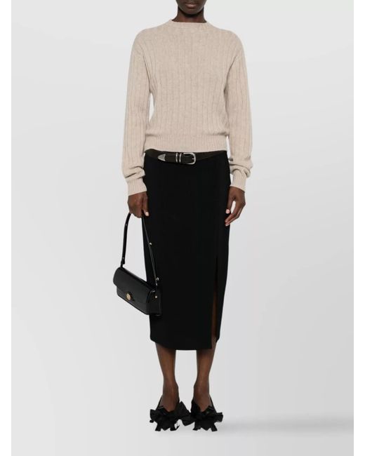 Prada White Ribbed Cropped Cashmere Jumper