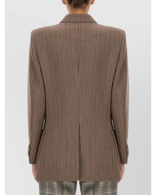 Gucci Brown Herringbone Double-Breasted Blazer