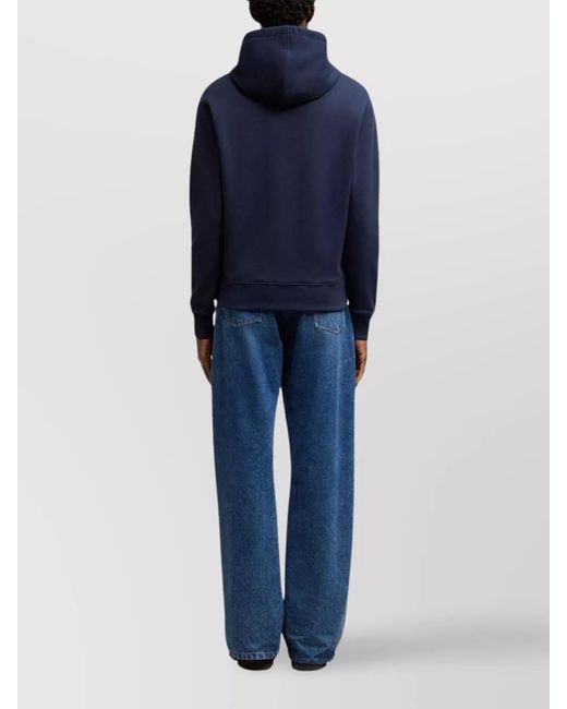 AMI Blue Cotton Zip Hoodie for men